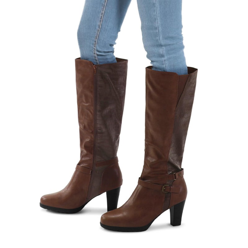 mysoft Women's Knee High Boots Chunky Heel Boots with Zipper - Image 4